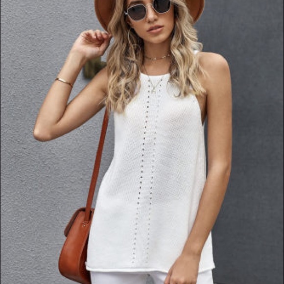 New White Keyhole Tank Top - Picture 2 of 13